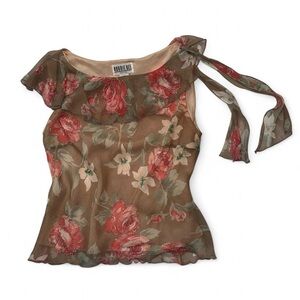 Vintage Robbie Bee Fairycore Beaded Brown Silk Top - P4